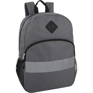 Kids Reflective Backpack for School, Grey Backpack with Reflector Strips